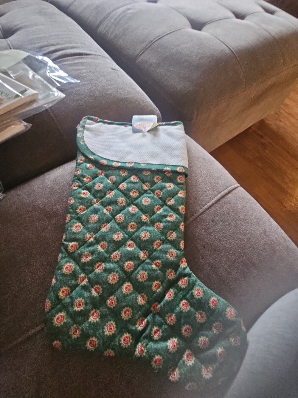 CHARLES CRAFT STOCKING large full size RUSSIAN GREEN print NWT